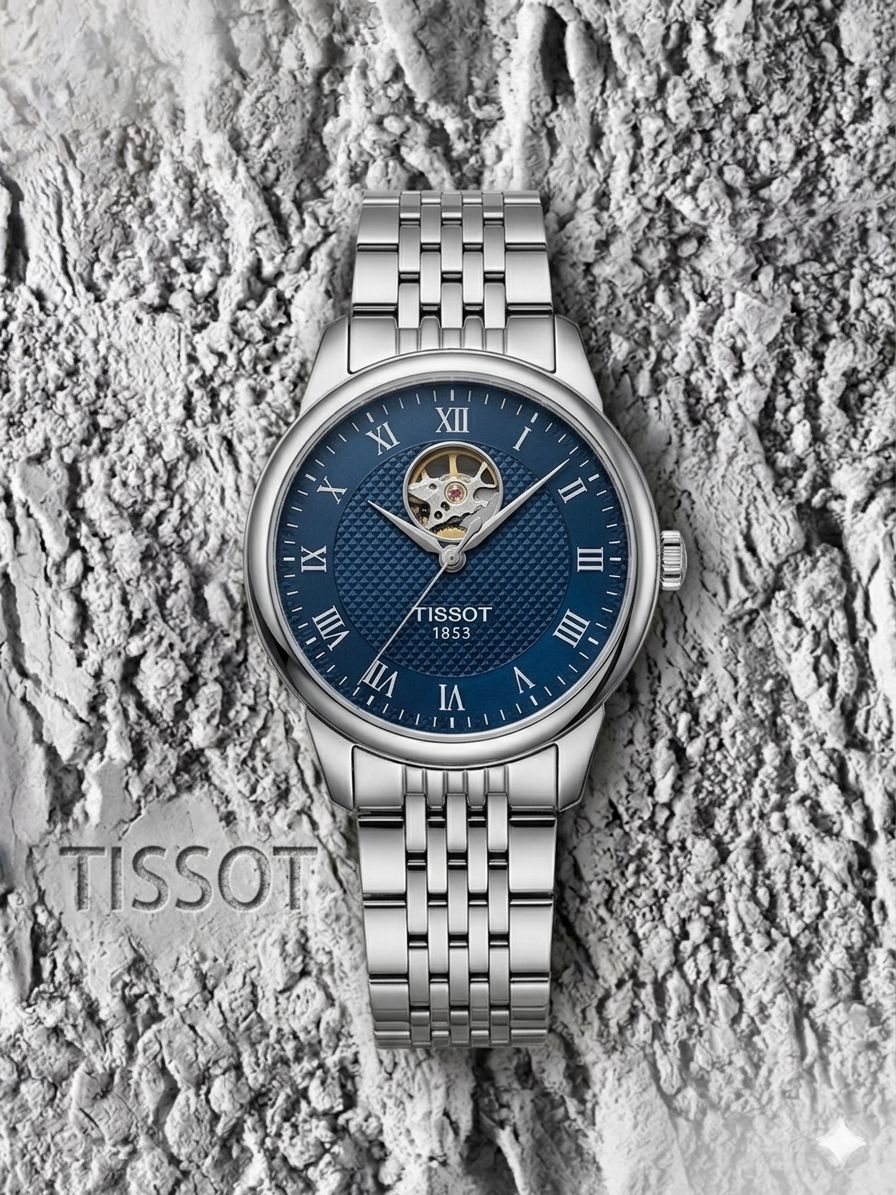 Open Heart Blue Dial Watch – Stainless Steel Strap | Premium Collection