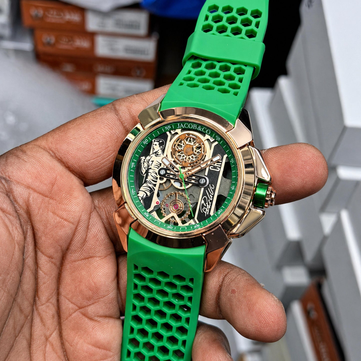 Luxury Football Edition Green Yellow Men's Watch