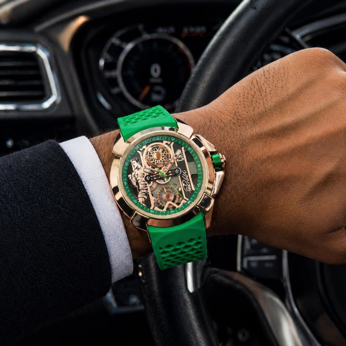 Luxury Football Edition Green Yellow Men's Watch