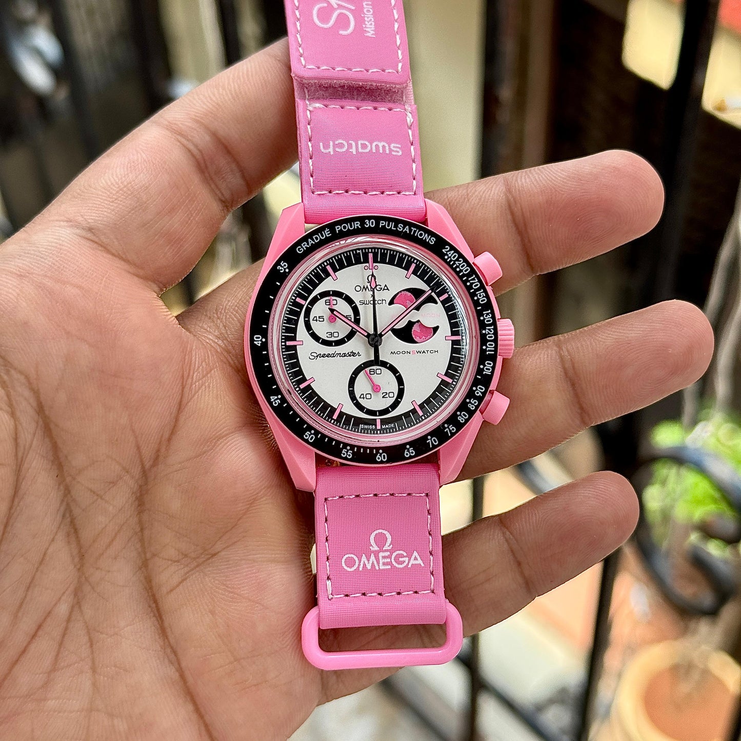 MoonSwatch by x Swatch | Buy Bioceramic Speedmaster Chronograph (Pink)