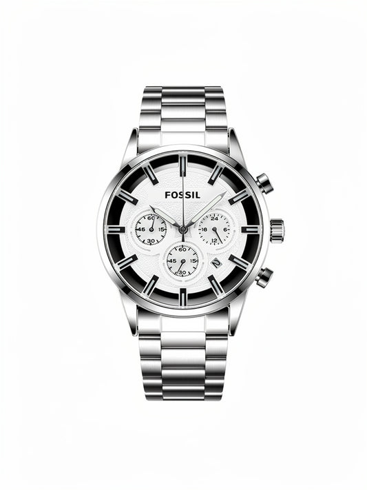 Chronograph White Dial Men’s Watch with Stainless Steel Strap